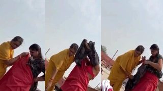 Mom & Daughter Outdoor Changing Clothes Secretly Nude Captured