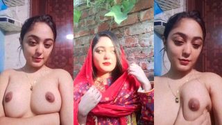 Horny Bengali University Girl Squeezing Brown Puffy Nipple