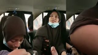 Busty Hijabi Girl Giving Blowjob Dick Fucking Inside Car XXX